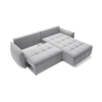 Canapé d'angle LUCAS convertible 4 places gris clair tissu – droit – 265x196cm 