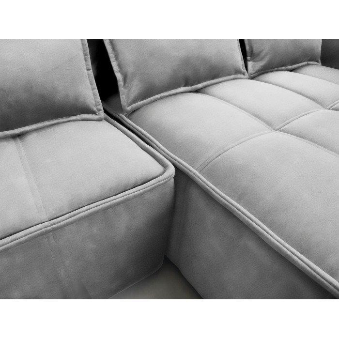 Canapé d'angle LUCAS convertible 4 places gris clair tissu – droit – 265x196cm 