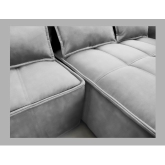 Canapé d'angle LUCAS convertible 4 places gris clair tissu – droit – 265x196cm 