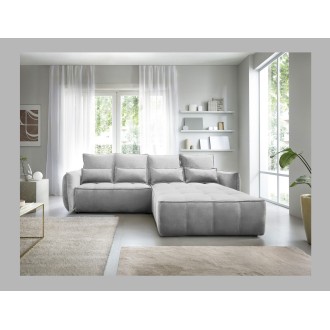 Canapé d'angle LUCAS convertible 4 places gris clair tissu – droit – 265x196cm 