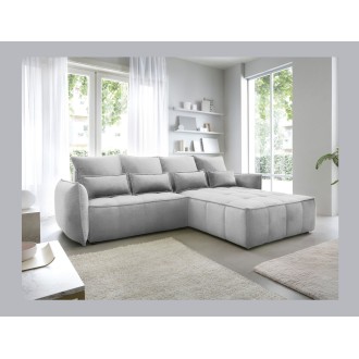 Canapé d'angle LUCAS convertible 4 places gris clair tissu – droit – 265x196cm 