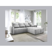 Canapé d'angle LUCAS convertible 4 places gris clair tissu – droit – 265x196cm 