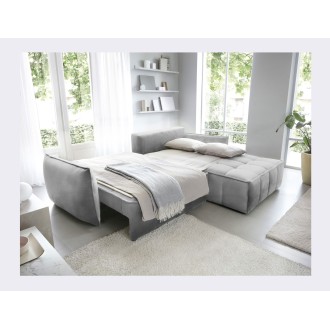 Canapé d'angle LUCAS convertible 4 places gris clair tissu – droit – 265x196cm 