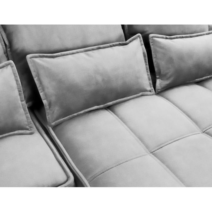 Canapé d'angle LUCAS convertible 4 places gris clair tissu – droit – 265x196cm 