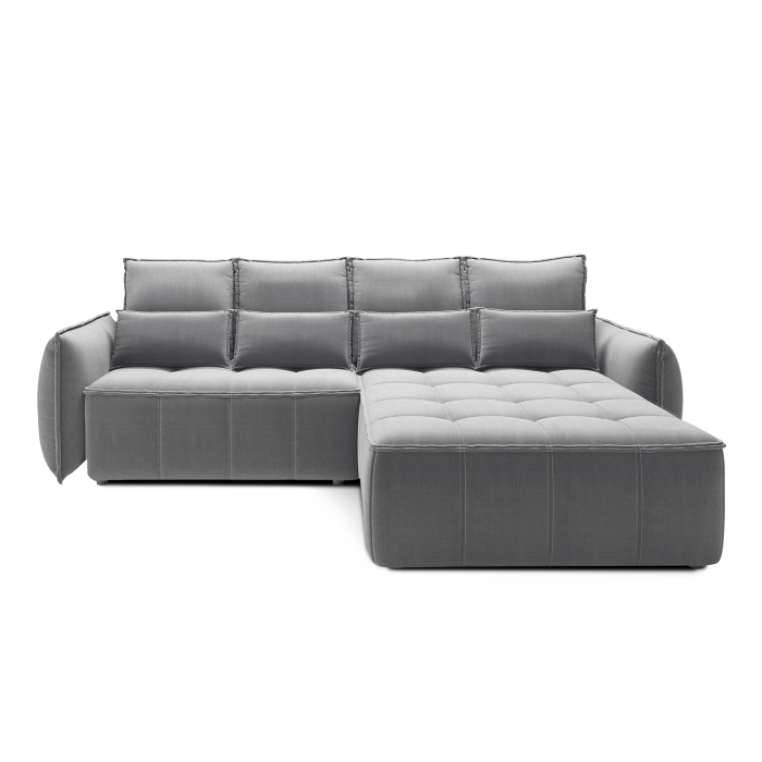 Canapé d'angle LUCAS convertible 4 places gris clair tissu – droit – 265x196cm 