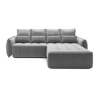 Canapé d'angle LUCAS convertible 4 places gris clair tissu – droit – 265x196cm 