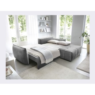Canapé d'angle LUCAS convertible 4 places gris clair tissu – droit – 265x196cm 