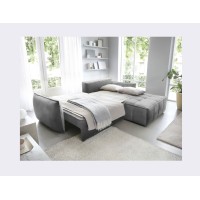 Canapé d'angle LUCAS convertible 4 places gris clair tissu – droit – 265x196cm 