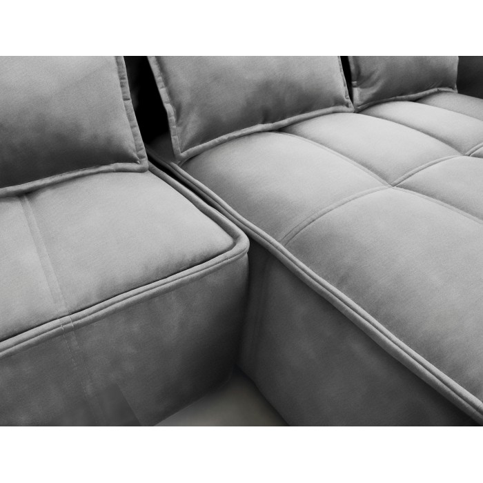Canapé d'angle LUCAS convertible 4 places gris clair tissu – droit – 265x196cm 
