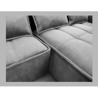 Canapé d'angle LUCAS convertible 4 places gris clair tissu – droit – 265x196cm 