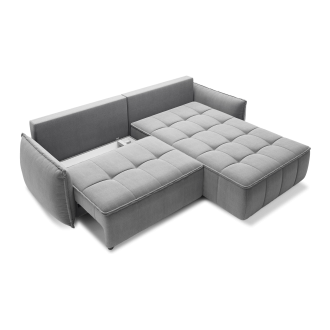 Canapé d'angle LUCAS convertible 4 places gris clair tissu – droit – 265x196cm 