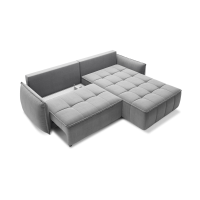 Canapé d'angle LUCAS convertible 4 places gris clair tissu – droit – 265x196cm 