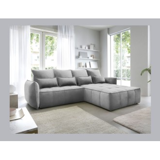 Canapé d'angle LUCAS convertible 4 places gris clair tissu – droit – 265x196cm 