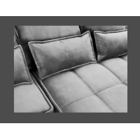 Canapé d'angle LUCAS convertible 4 places gris clair tissu – droit – 265x196cm 
