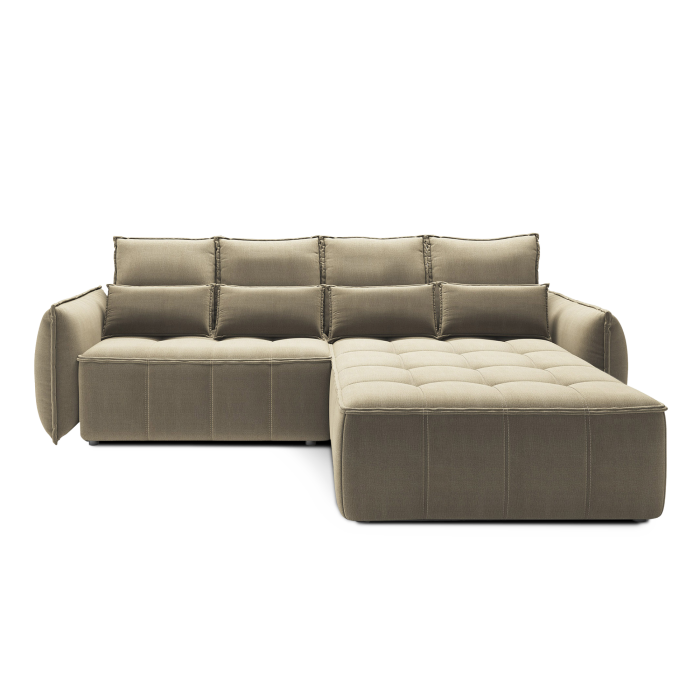 Canapé d'angle LUCAS convertible 4 places marron clair tissu – droit – 265x196cm 