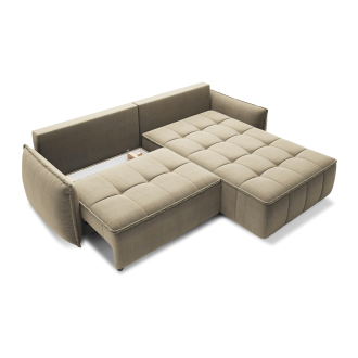 Canapé d'angle LUCAS convertible 4 places marron clair tissu – droit – 265x196cm 