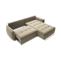 Canapé d'angle LUCAS convertible 4 places marron clair tissu – droit – 265x196cm 