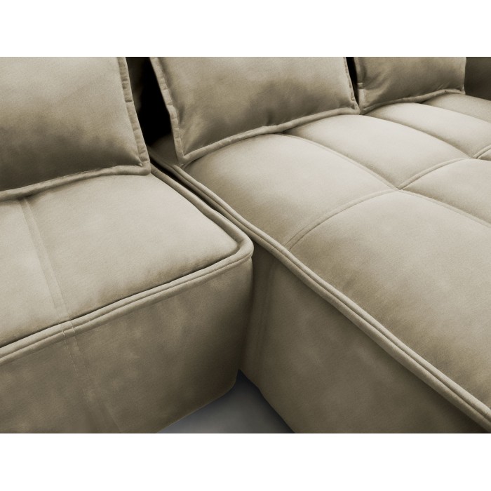 Canapé d'angle LUCAS convertible 4 places marron clair tissu – droit – 265x196cm 