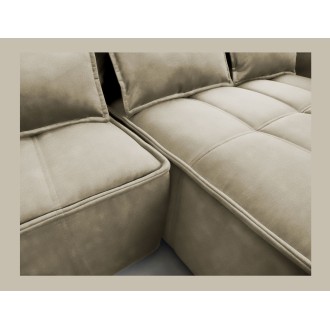 Canapé d'angle LUCAS convertible 4 places marron clair tissu – droit – 265x196cm 