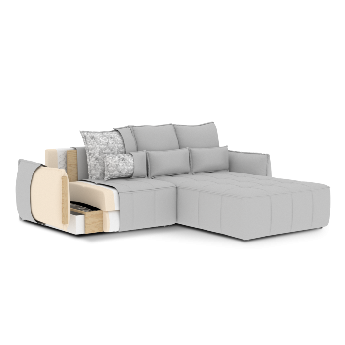 Canapé d'angle LUCAS convertible 4 places marron clair tissu – droit – 265x196cm 