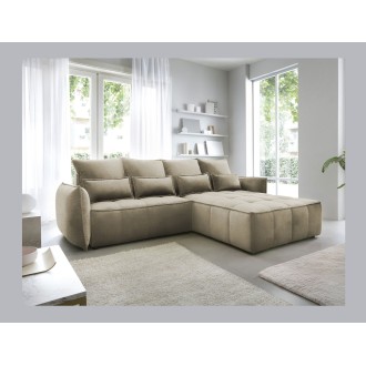 Canapé d'angle LUCAS convertible 4 places marron clair tissu – droit – 265x196cm 