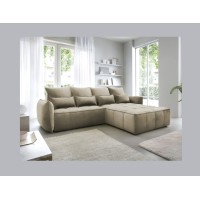 Canapé d'angle LUCAS convertible 4 places marron clair tissu – droit – 265x196cm 