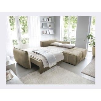 Canapé d'angle LUCAS convertible 4 places marron clair tissu – droit – 265x196cm 