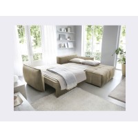 Canapé d'angle LUCAS convertible 4 places marron clair tissu – droit – 265x196cm 