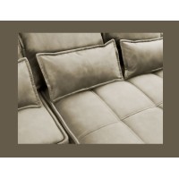 Canapé d'angle LUCAS convertible 4 places marron clair tissu – droit – 265x196cm 