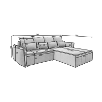 Canapé d'angle LUCAS convertible 4 places marron clair tissu – droit – 265x196cm 