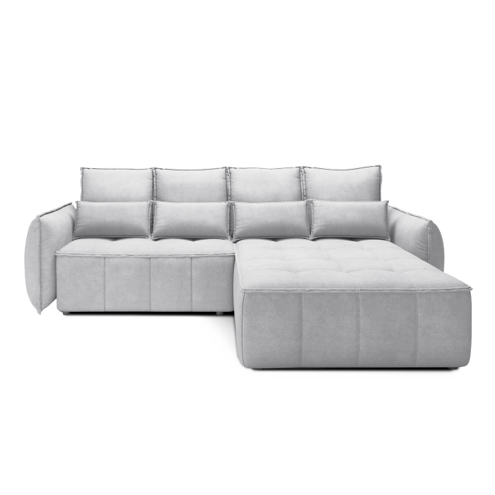 Canapé d'angle LUCAS convertible 4 places gris clair tissu – droit – 265x196cm 