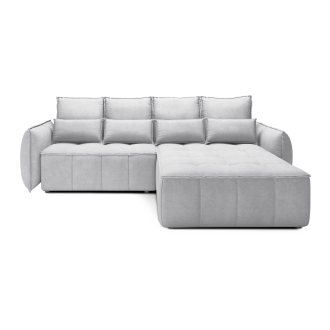 Canapé d'angle LUCAS convertible 4 places gris clair tissu – droit – 265x196cm 