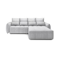 Canapé d'angle LUCAS convertible 4 places gris clair tissu – droit – 265x196cm 