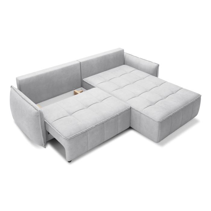 Canapé d'angle LUCAS convertible 4 places gris clair tissu – droit – 265x196cm 