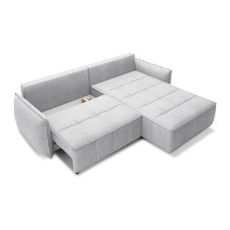 Canapé d'angle LUCAS convertible 4 places gris clair tissu – droit – 265x196cm 
