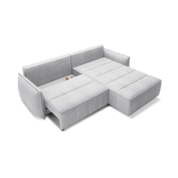 Canapé d'angle LUCAS convertible 4 places gris clair tissu – droit – 265x196cm 