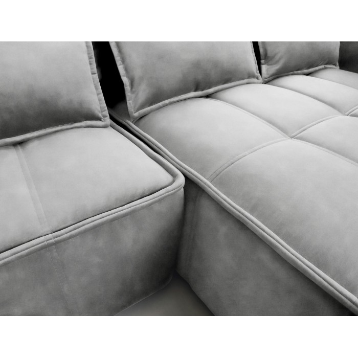 Canapé d'angle LUCAS convertible 4 places gris clair tissu – droit – 265x196cm 