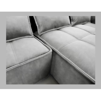Canapé d'angle LUCAS convertible 4 places gris clair tissu – droit – 265x196cm 
