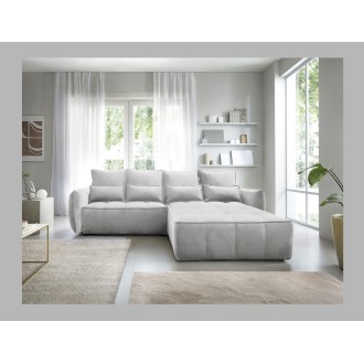 Canapé d'angle LUCAS convertible 4 places gris clair tissu – droit – 265x196cm 