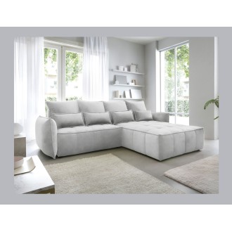 Canapé d'angle LUCAS convertible 4 places gris clair tissu – droit – 265x196cm 