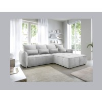 Canapé d'angle LUCAS convertible 4 places gris clair tissu – droit – 265x196cm 
