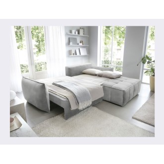 Canapé d'angle LUCAS convertible 4 places gris clair tissu – droit – 265x196cm 