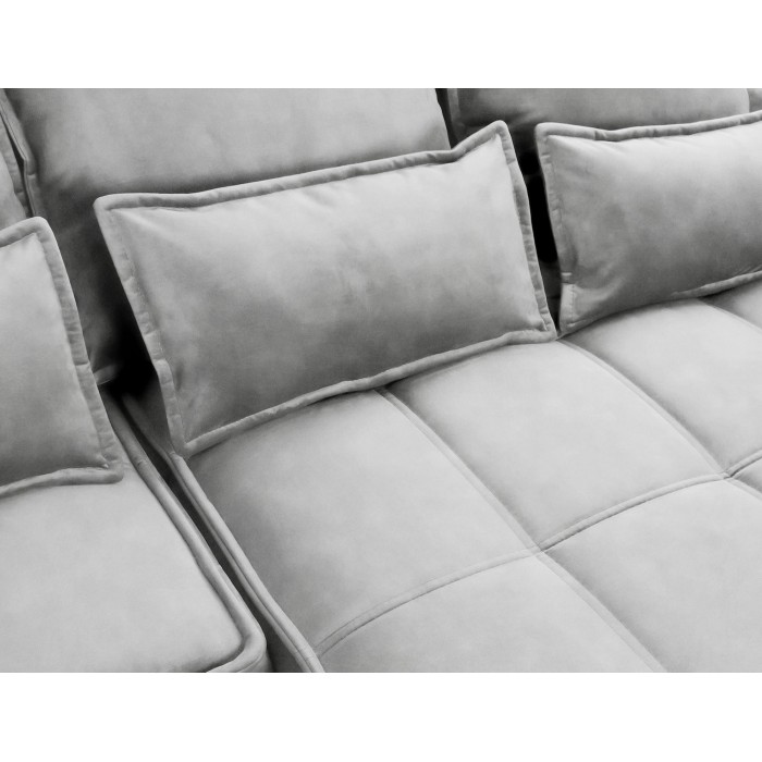 Canapé d'angle LUCAS convertible 4 places gris clair tissu – droit – 265x196cm 