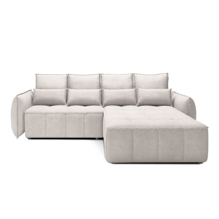 Canapé d'angle LUCAS convertible 4 places beige clair tissu – droit – 265x196cm 