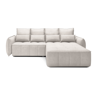 Canapé d'angle LUCAS convertible 4 places beige clair tissu – droit – 265x196cm 