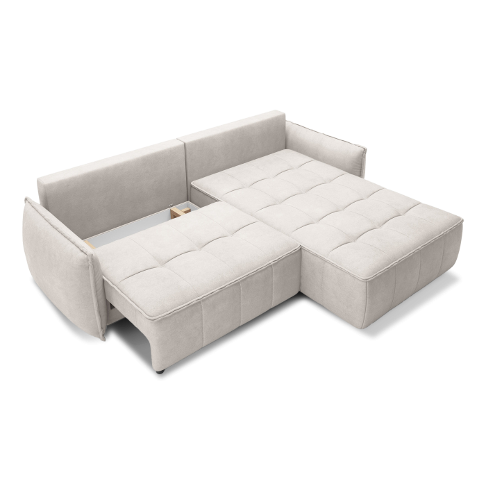 Canapé d'angle LUCAS convertible 4 places beige clair tissu – droit – 265x196cm 