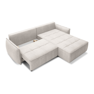 Canapé d'angle LUCAS convertible 4 places beige clair tissu – droit – 265x196cm 