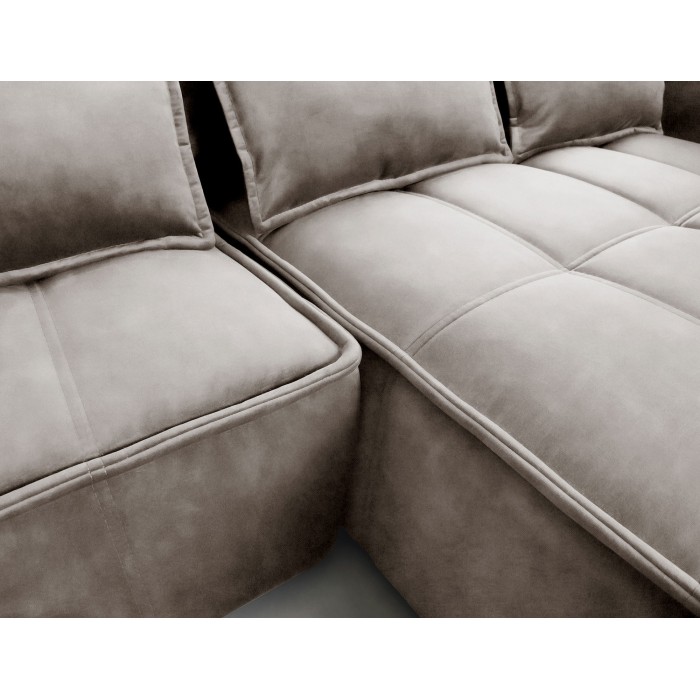 Canapé d'angle LUCAS convertible 4 places beige clair tissu – droit – 265x196cm 