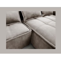 Canapé d'angle LUCAS convertible 4 places beige clair tissu – droit – 265x196cm 