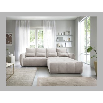 Canapé d'angle LUCAS convertible 4 places beige clair tissu – droit – 265x196cm 